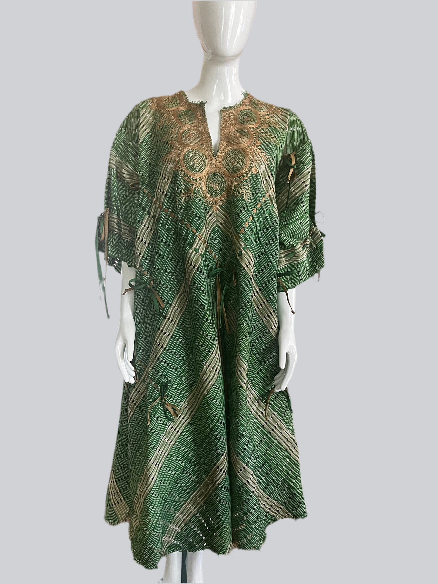 ITUEN BASI Asooke Midi Kaftan with Tassel Ropes