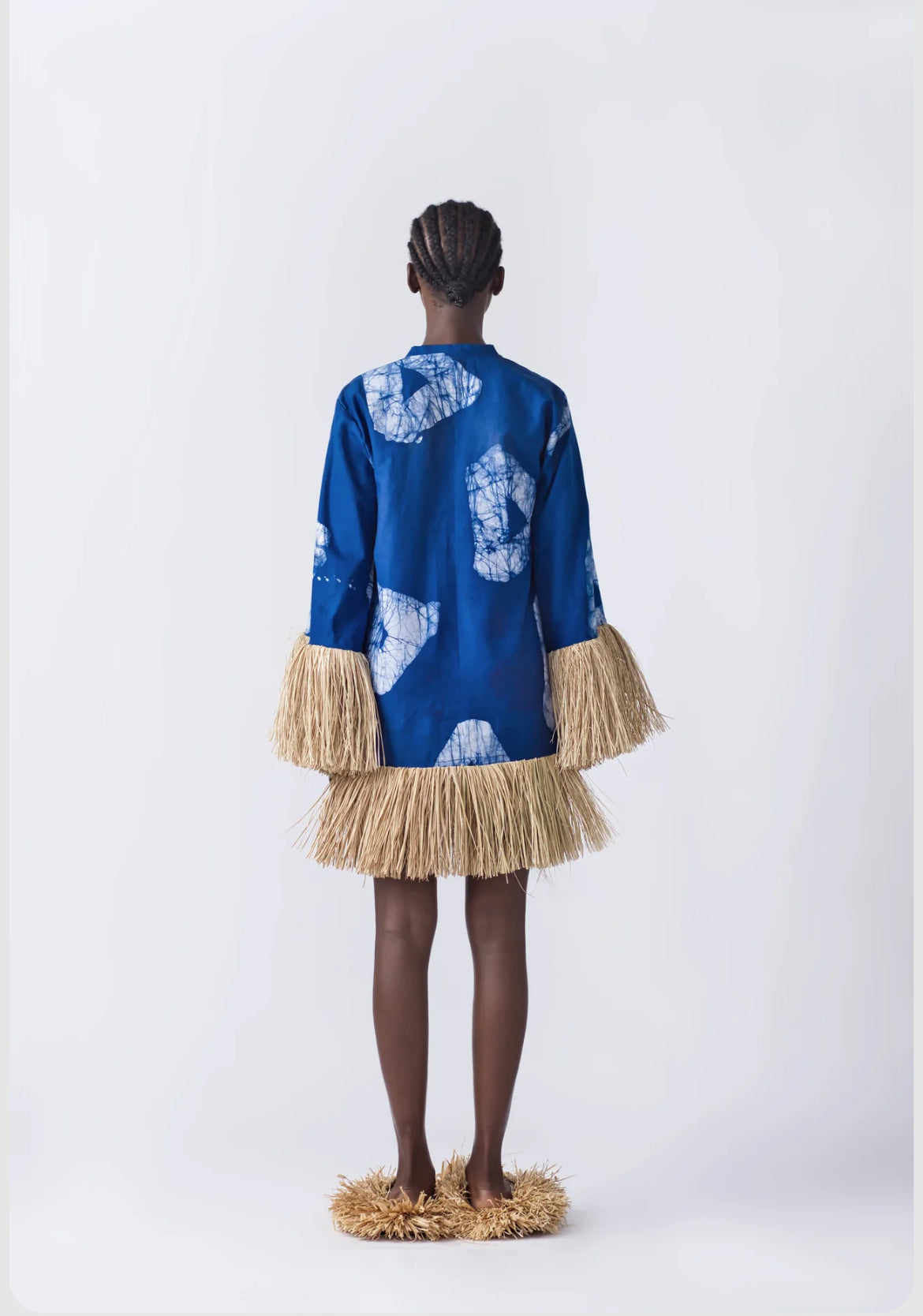 EKI KERE Blue Raffia Doll Mini Dress