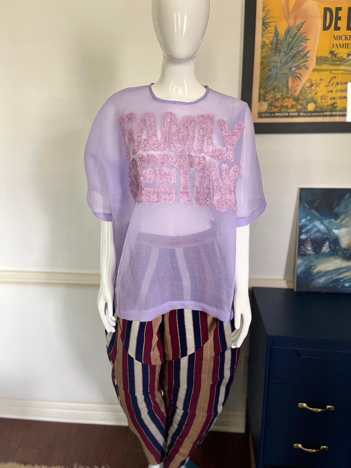 ITUEN BASI Lilac Family Meeting Organza top with embroidery