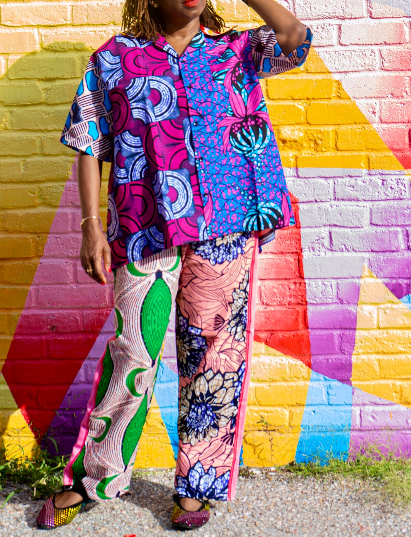 TZAR STUDIO African Print Ankara Pant Suit – Pink Two-Piece Set for Women