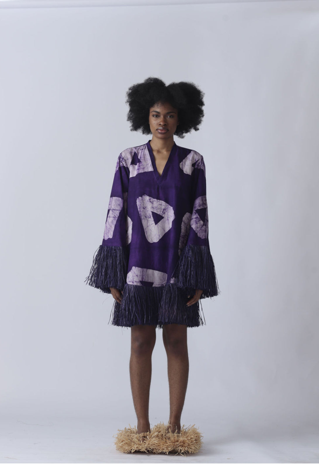 EKI KERE Purple Raffia Doll Mini Dress