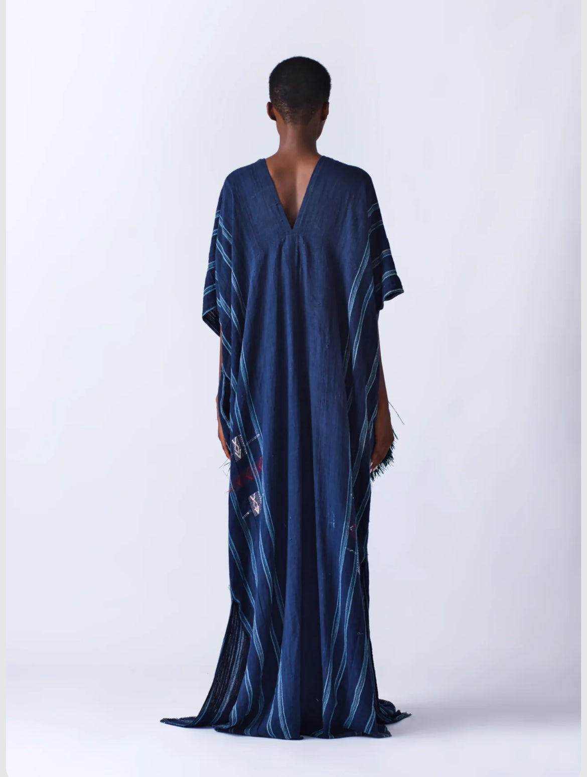 EKI KERE Blue Raffia Kaftan Dress