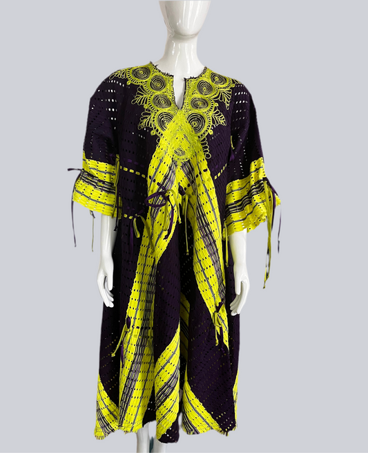 ITUEN BASI Asooke Midi Kaftan with Tassel Ropes