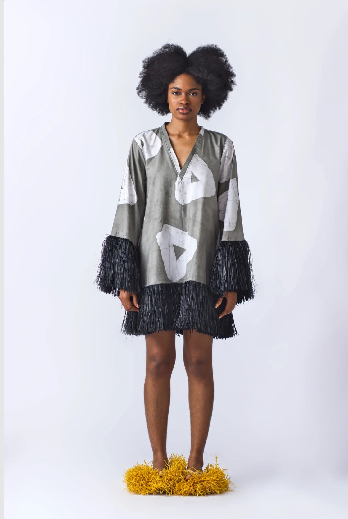 EKI KERE Grey Raffia Doll Mini Dress