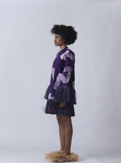 EKI KERE Purple Raffia Doll Mini Dress