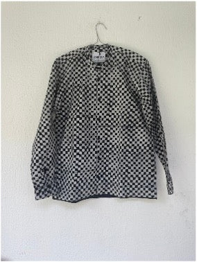 OBIDA Checkered Black and White with Embroidery Long Sleeve Shirt