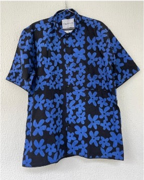 OBIDA Daisy Blue and Black Short Sleeve Shirt