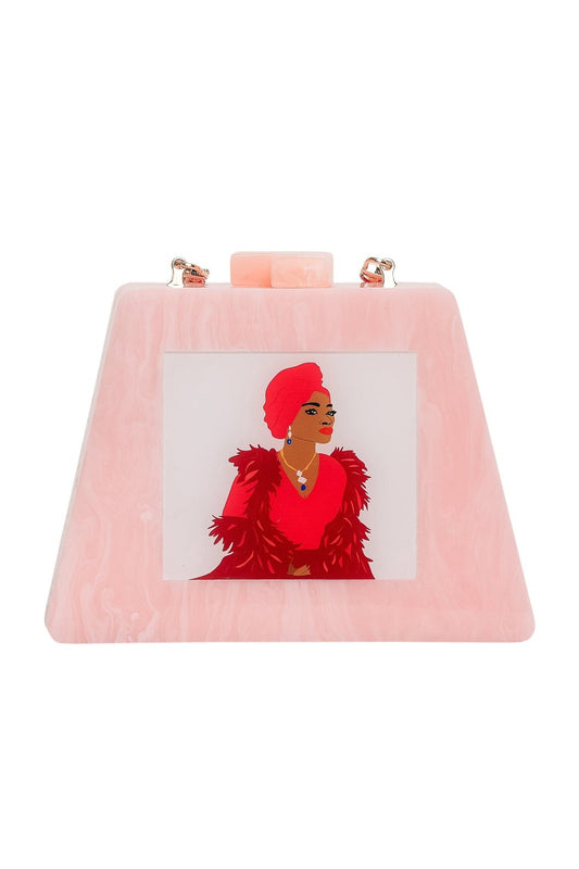 LARALLAN Ade Acrylic Clutch in Pink Blush