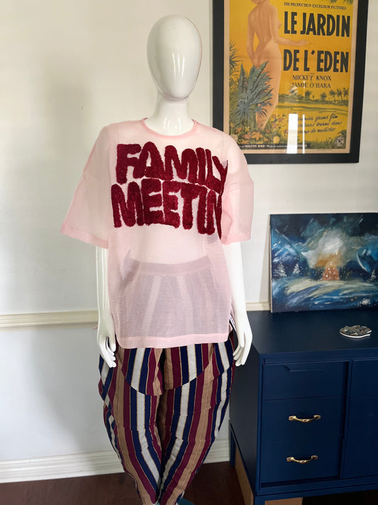ITUEN BASI Pink Family Meeting Organza top with embroidery