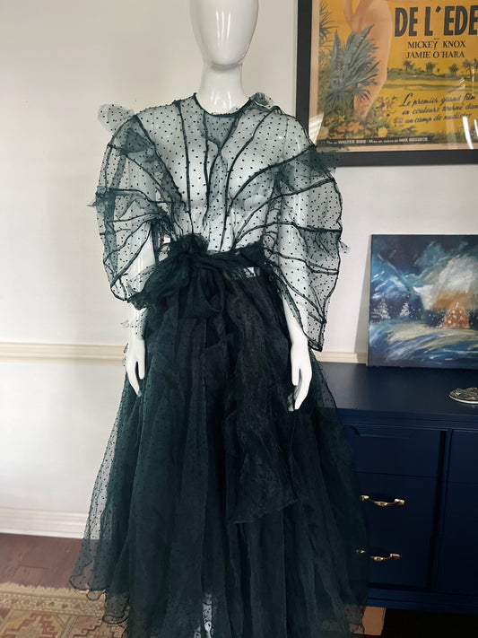 ITUEN BASI Green Organza Dress