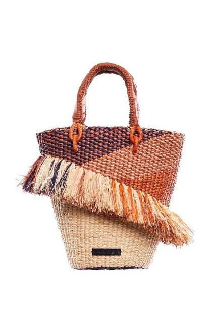 AAKS Tia Ruffle Raffia Bag