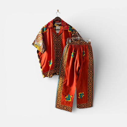 TZAR STUDIO African Print Ankara Pant Suit – Mixed Print Two-Piece Set for Women