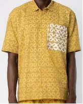 OBIDA Saro Yellow with Embroidery Short Sleeve Shirt